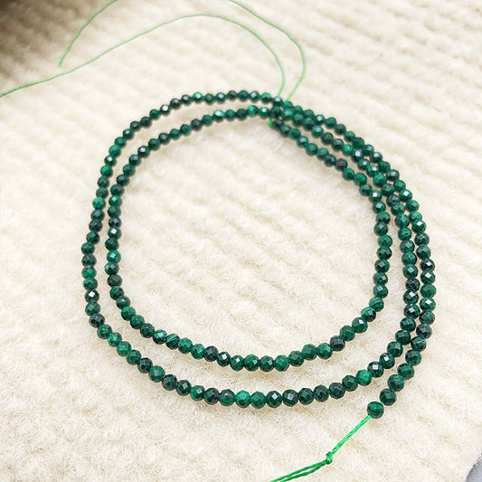 A-21 Natural Grade A Malachite Faceted 2-3mm Small Bead Strand, Faceted Beads DIY Semi-finished Bracelet Necklace Accessories