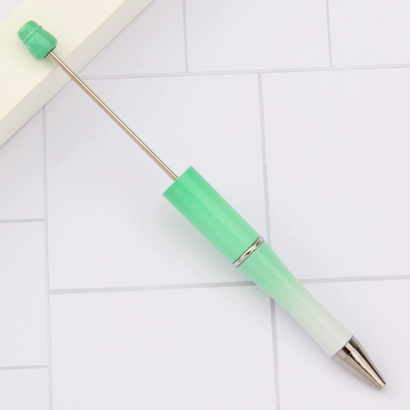 A-30 Beaded Pens Ready Stock Wholesale, DIY Creative Grain Beads Ballpoint Pens, UV Electroplated Beads Three-Color Gradient Bead Pens