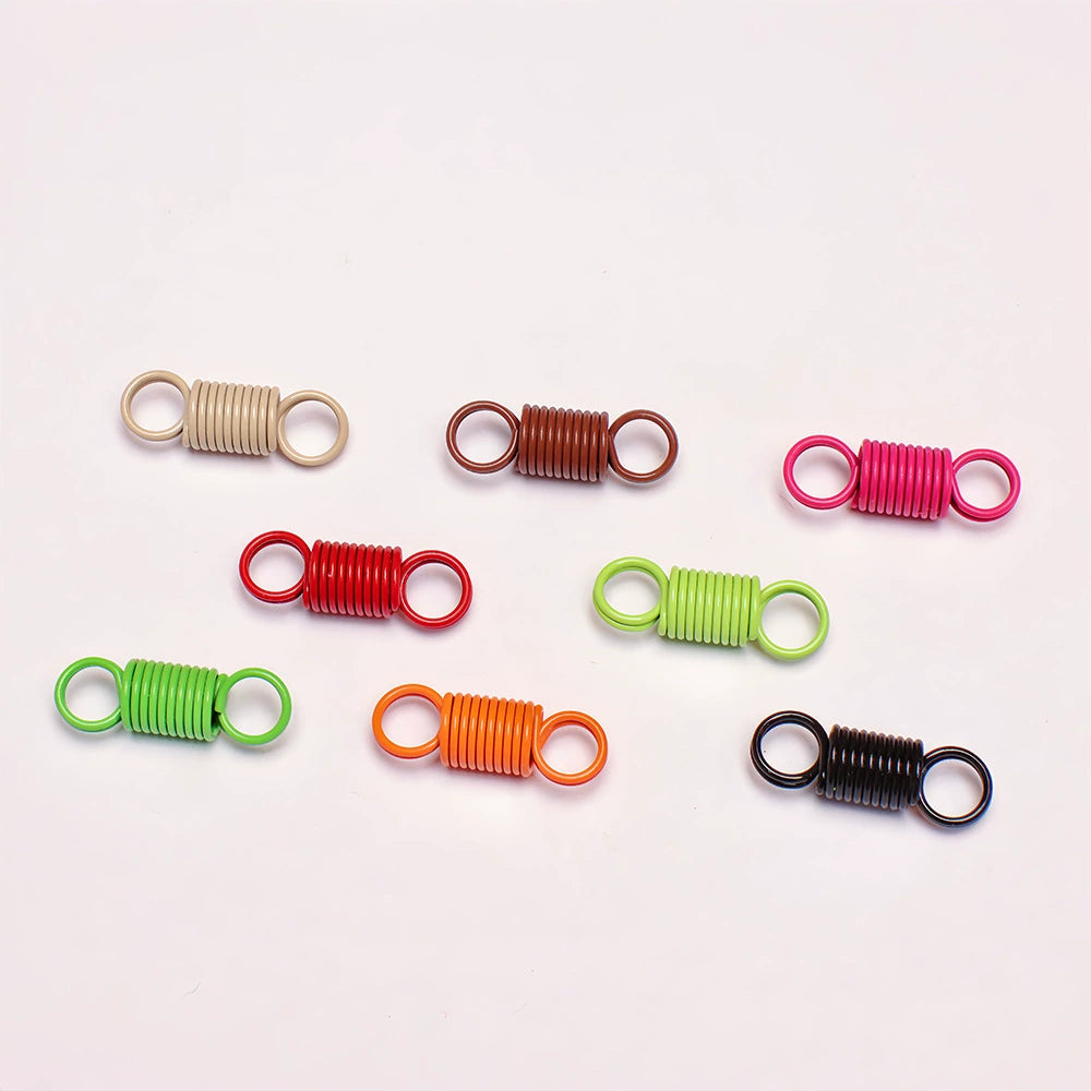 A-31  Color-Coated Alloy 2-Hole Spring Clasps & Spiral Tension Springs for DIY Jewelry Accessories - Wholesale Extension Springs