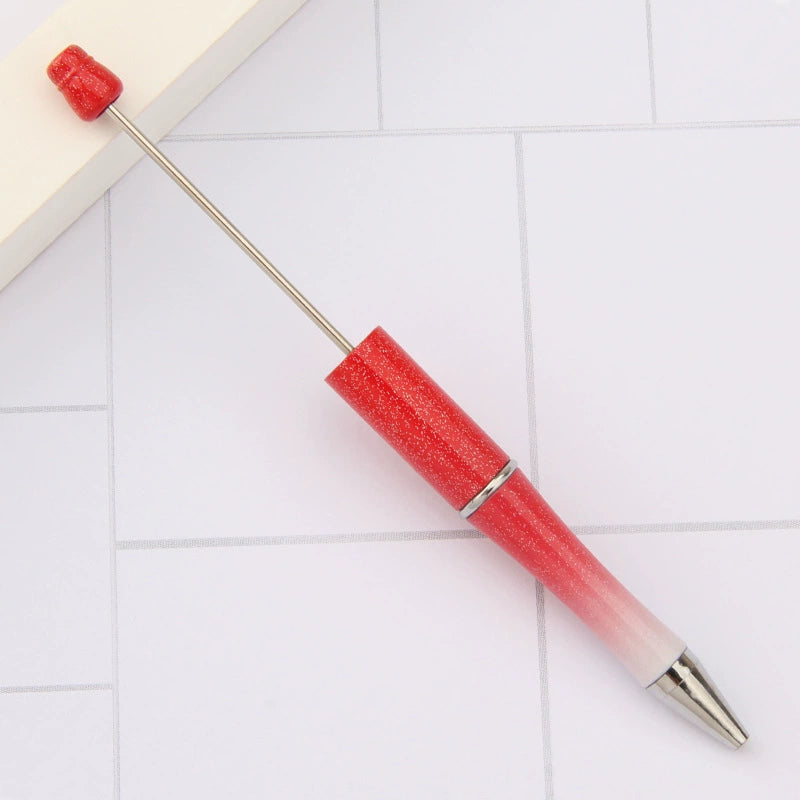 A-30 Beaded Pens Ready Stock Wholesale, DIY Creative Grain Beads Ballpoint Pens, UV Electroplated Beads Three-Color Gradient Bead Pens