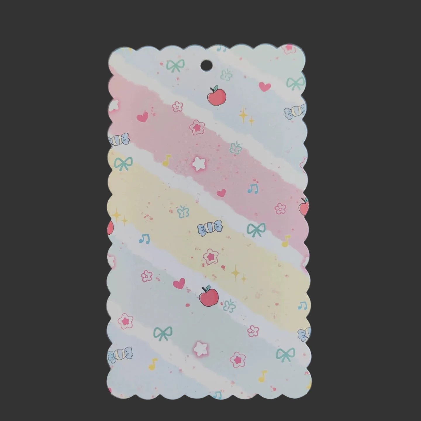 A-51  10x17.5cm Scalloped/Wavy Edge Decorative Paper Cards for DIY, Backing Card Set for Phone Lanyard & Keychain with Connecting Chain