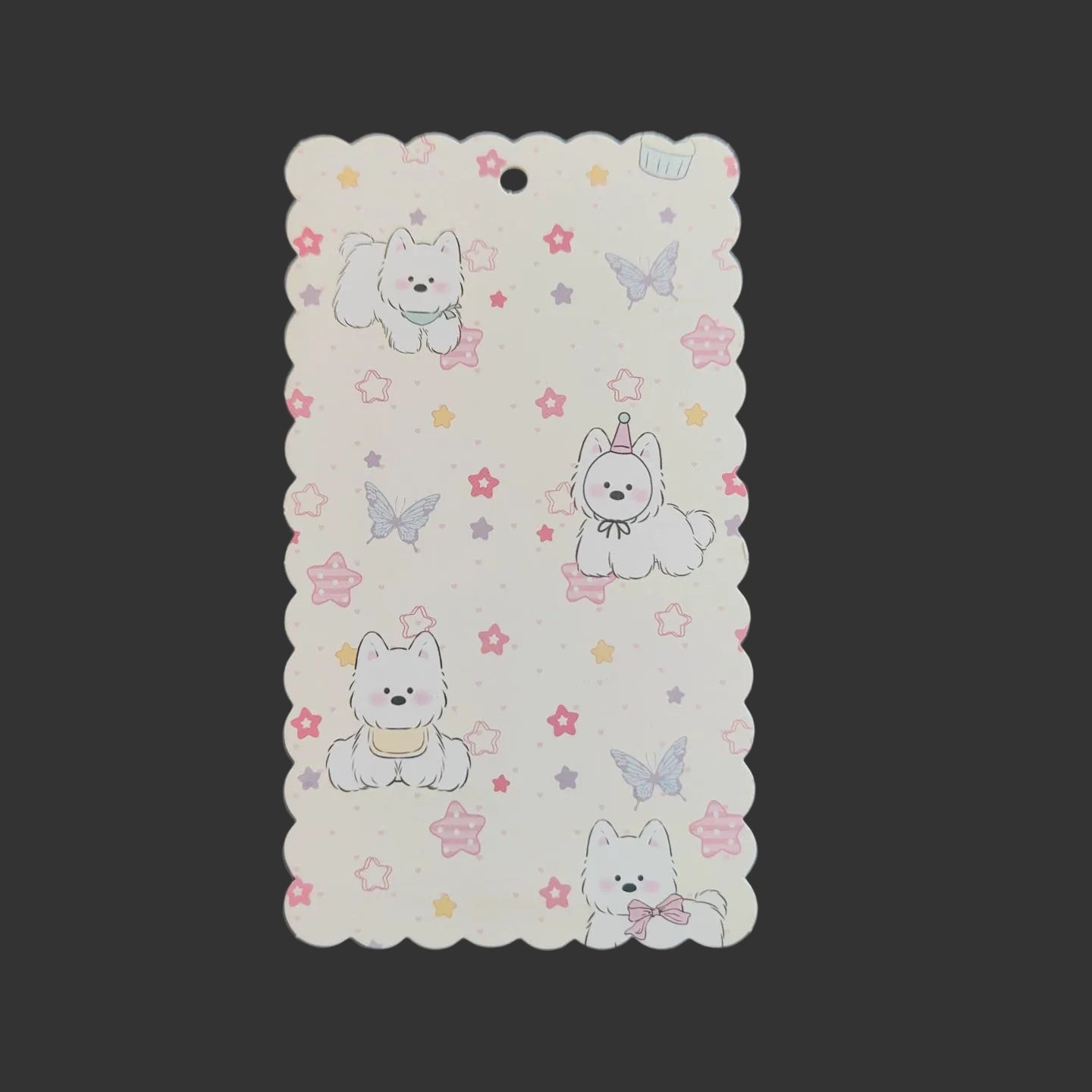 A-51  10x17.5cm Scalloped/Wavy Edge Decorative Paper Cards for DIY, Backing Card Set for Phone Lanyard & Keychain with Connecting Chain