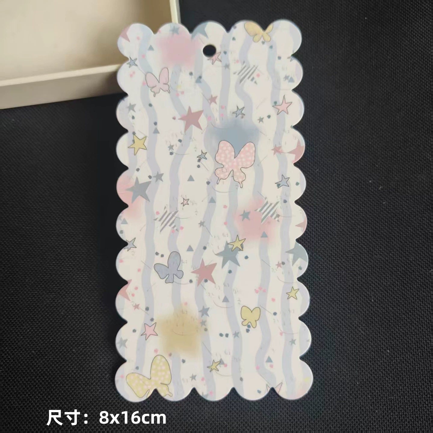 A-53 8x16cm Scalloped/Wavy Edge Decorative Paper Cards for DIY, Backing Card Set for Phone Lanyard & Keychain with Connecting Chain