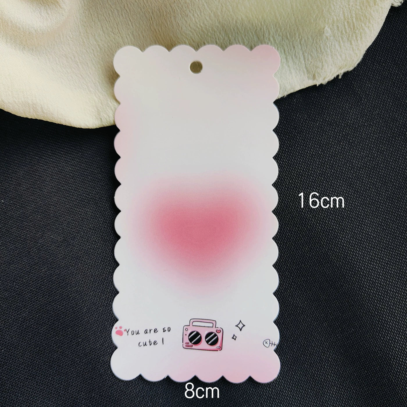 A-53 8x16cm Scalloped/Wavy Edge Decorative Paper Cards for DIY, Backing Card Set for Phone Lanyard & Keychain with Connecting Chain