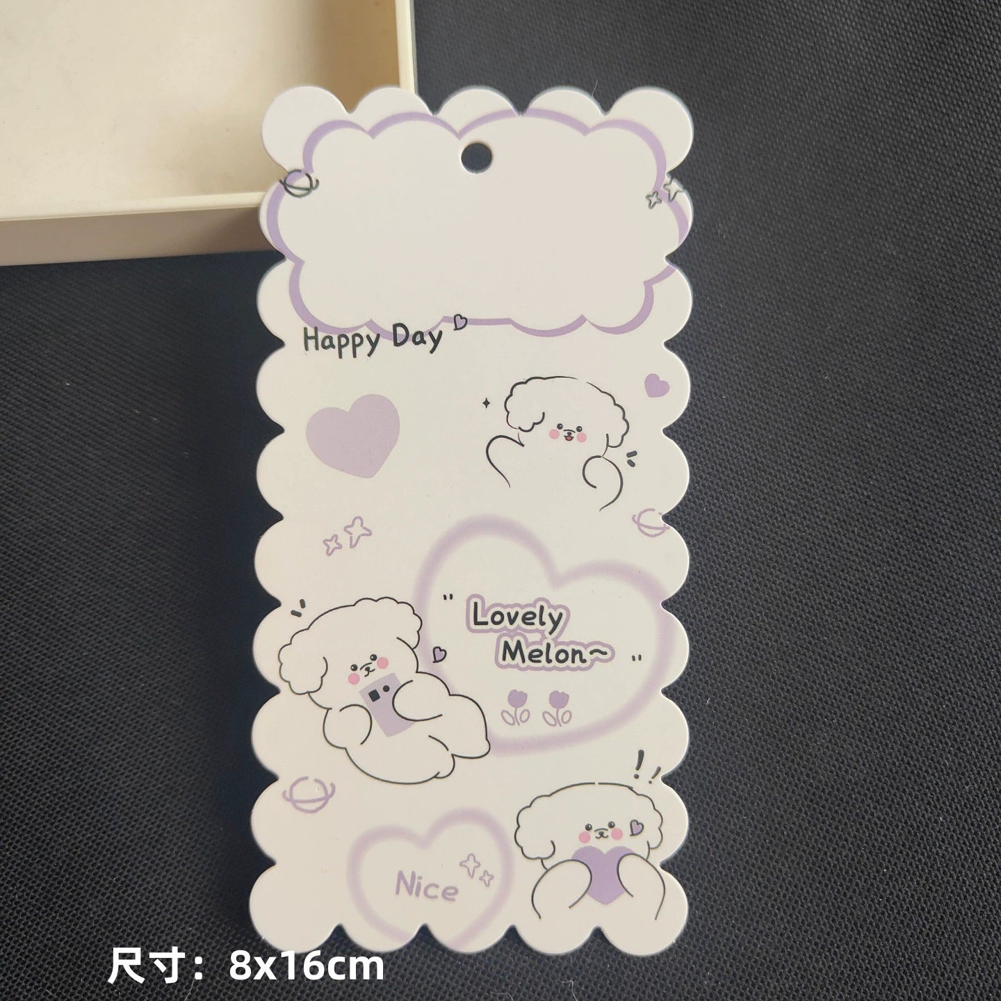 A-53 8x16cm Scalloped/Wavy Edge Decorative Paper Cards for DIY, Backing Card Set for Phone Lanyard & Keychain with Connecting Chain