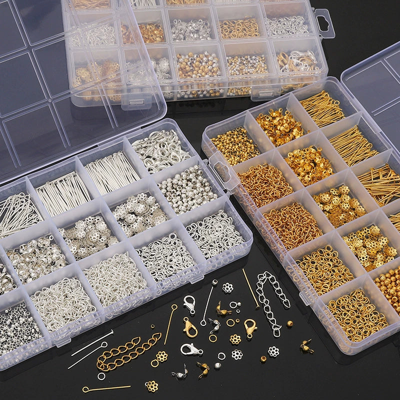 A-12  15-Compartment Assorted Jump Rings Box Set - Open & Closed Loops for DIY Earring and Bracelet Making
