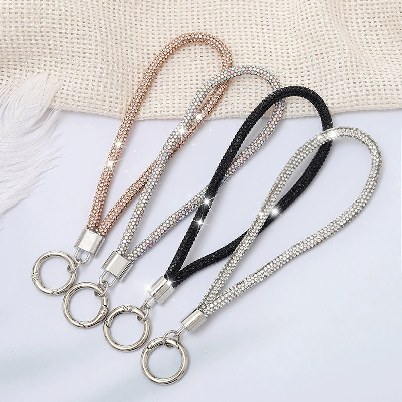 A-35  New Premium Rhinestone Chain Keychain, Women's Fashion Phone Lanyard / Bag Charm, Anti-Loss Strap with Keyring, Decorative Crystal Pendant