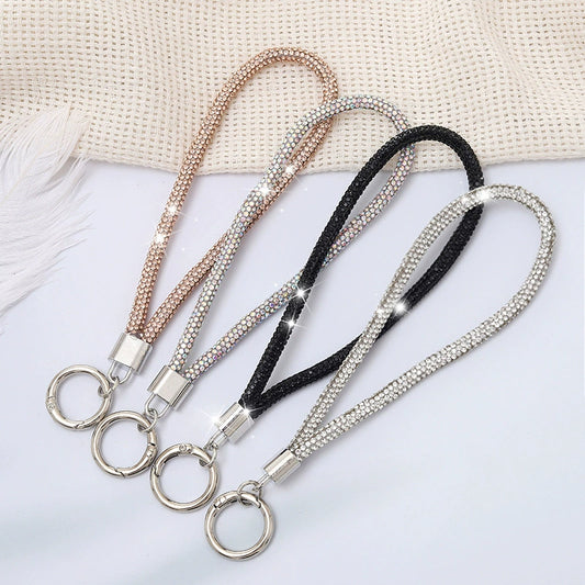 A-35  New Premium Rhinestone Chain Keychain, Women's Fashion Phone Lanyard / Bag Charm, Anti-Loss Strap with Keyring, Decorative Crystal Pendant