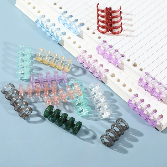 A-37  5-Hole Loose-Leaf Binding Strips, Large Detachable Plastic Rings / Loops, DIY Refillable Spine Clips for Binders & Notebooks