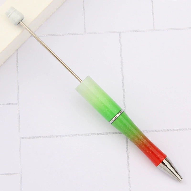 A-30 Beaded Pens Ready Stock Wholesale, DIY Creative Grain Beads Ballpoint Pens, UV Electroplated Beads Three-Color Gradient Bead Pens