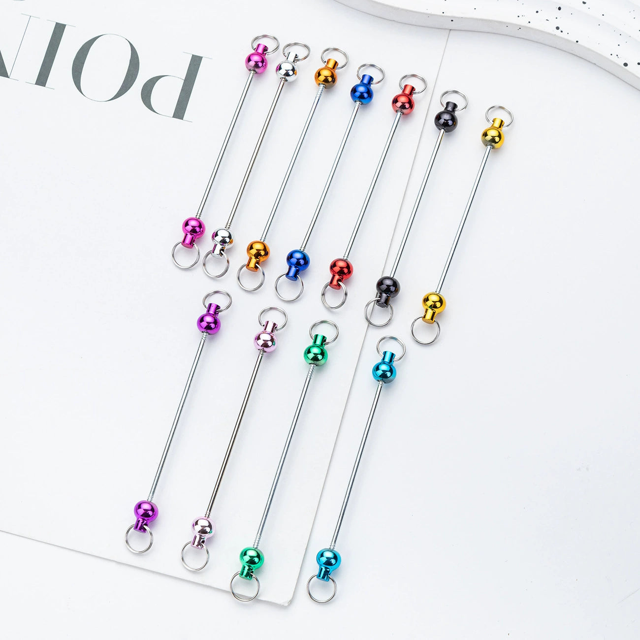 A-33  Ready Stock Bulk Wholesale DIY Beaded Keychain Accessories, Creative Ombre & Multicolor Bead Keyring Pendants/Charms