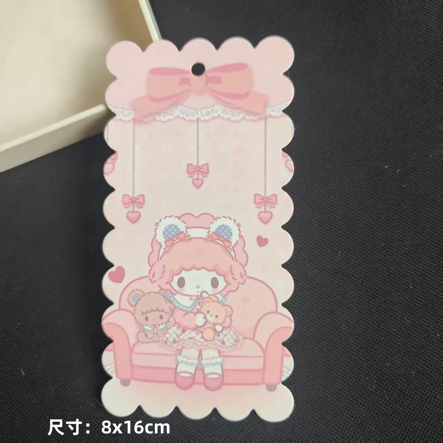 A-53 8x16cm Scalloped/Wavy Edge Decorative Paper Cards for DIY, Backing Card Set for Phone Lanyard & Keychain with Connecting Chain