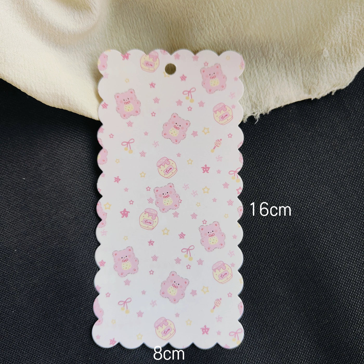 A-53 8x16cm Scalloped/Wavy Edge Decorative Paper Cards for DIY, Backing Card Set for Phone Lanyard & Keychain with Connecting Chain