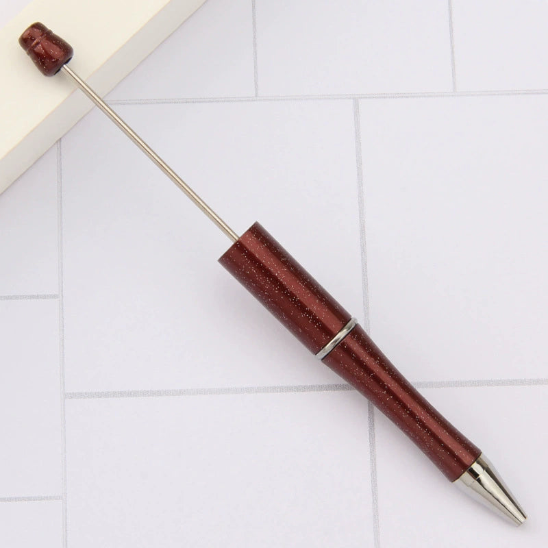 A-30 Beaded Pens Ready Stock Wholesale, DIY Creative Grain Beads Ballpoint Pens, UV Electroplated Beads Three-Color Gradient Bead Pens