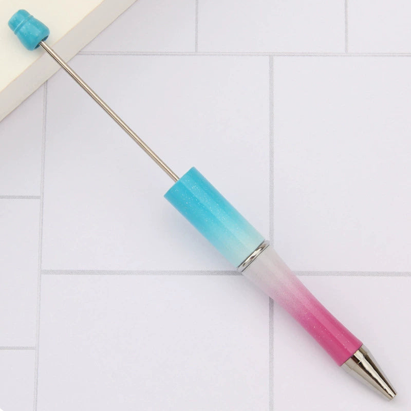 A-30 Beaded Pens Ready Stock Wholesale, DIY Creative Grain Beads Ballpoint Pens, UV Electroplated Beads Three-Color Gradient Bead Pens