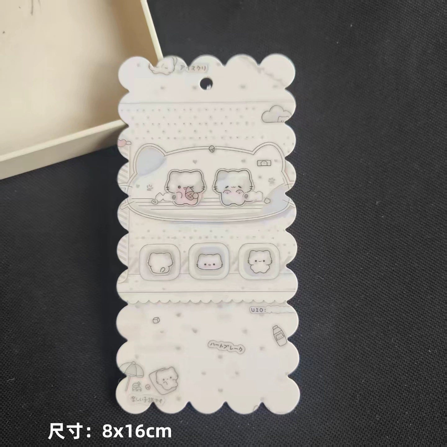 A-53 8x16cm Scalloped/Wavy Edge Decorative Paper Cards for DIY, Backing Card Set for Phone Lanyard & Keychain with Connecting Chain