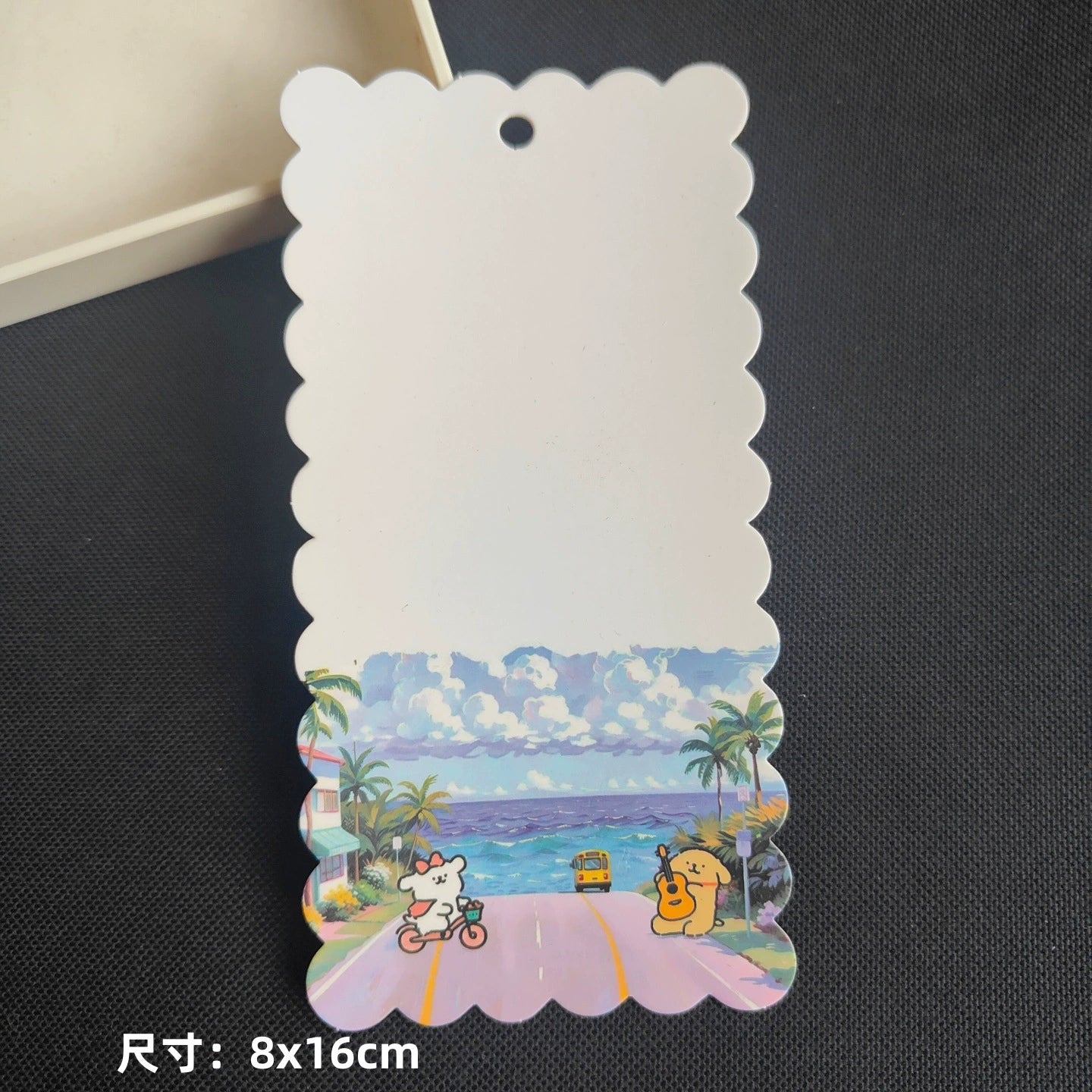 A-53 8x16cm Scalloped/Wavy Edge Decorative Paper Cards for DIY, Backing Card Set for Phone Lanyard & Keychain with Connecting Chain