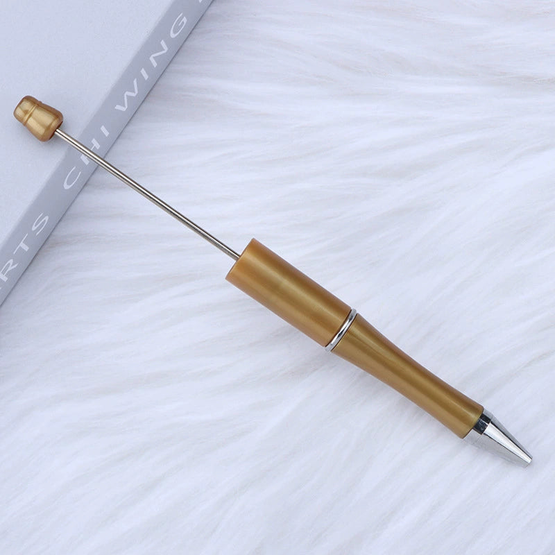 A-30 Beaded Pens Ready Stock Wholesale, DIY Creative Grain Beads Ballpoint Pens, UV Electroplated Beads Three-Color Gradient Bead Pens