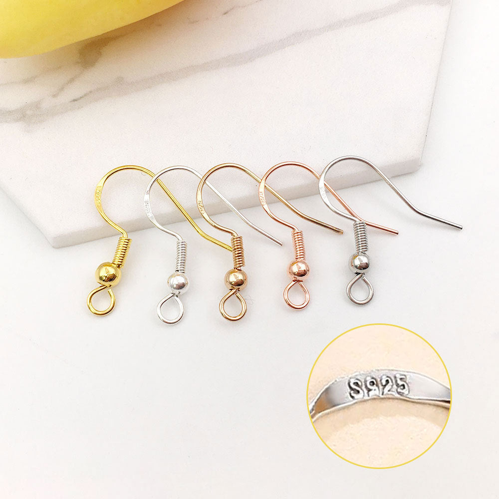 A-44  925 Sterling Silver & KC Gold Plated Ear Hooks for DIY Jewelry Making
