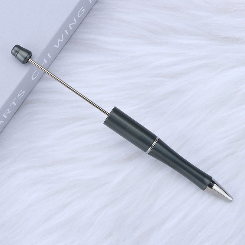 A-30 Beaded Pens Ready Stock Wholesale, DIY Creative Grain Beads Ballpoint Pens, UV Electroplated Beads Three-Color Gradient Bead Pens