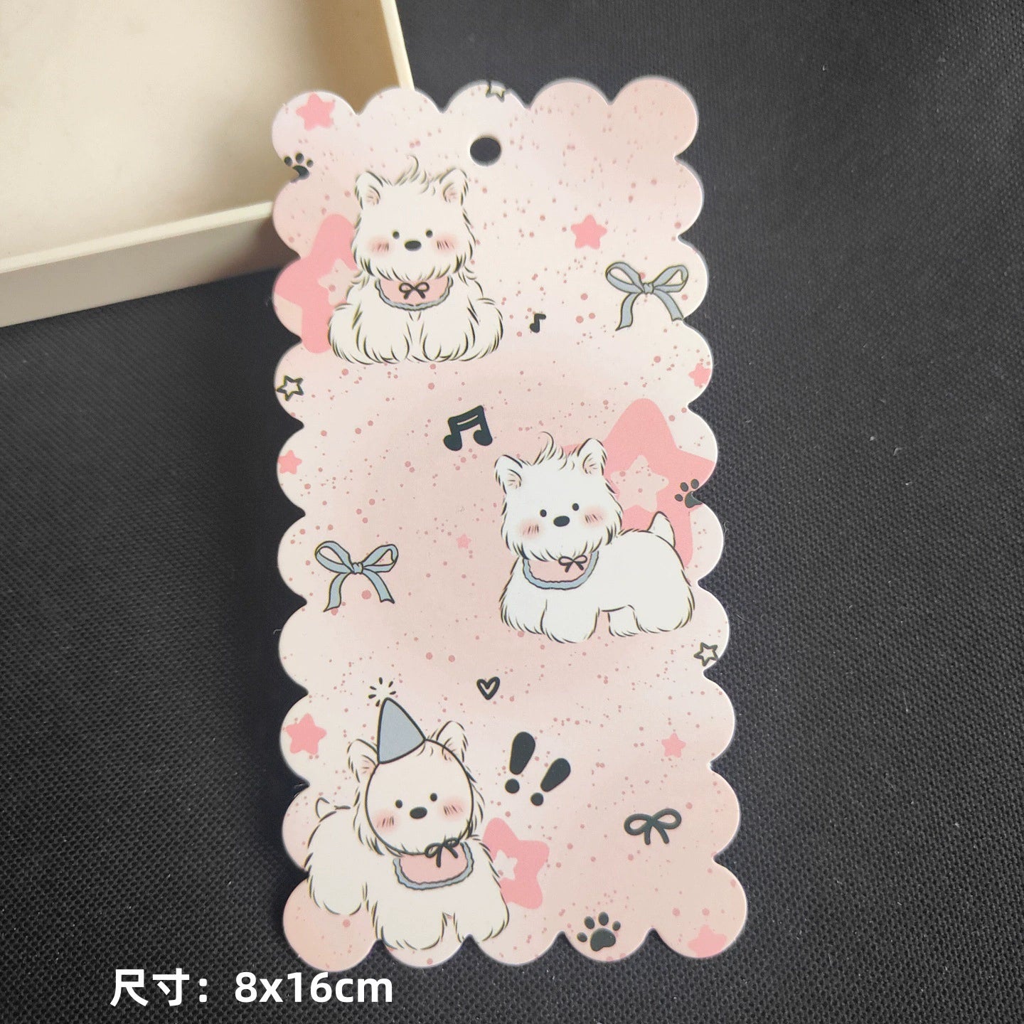 A-53 8x16cm Scalloped/Wavy Edge Decorative Paper Cards for DIY, Backing Card Set for Phone Lanyard & Keychain with Connecting Chain