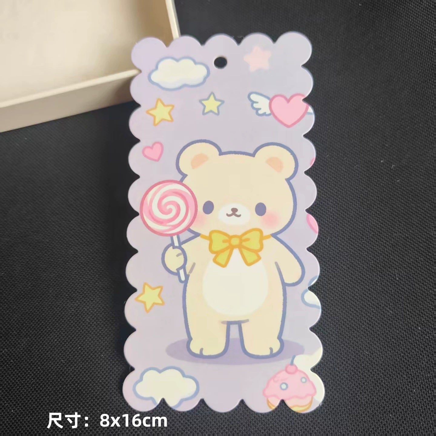 A-53 8x16cm Scalloped/Wavy Edge Decorative Paper Cards for DIY, Backing Card Set for Phone Lanyard & Keychain with Connecting Chain