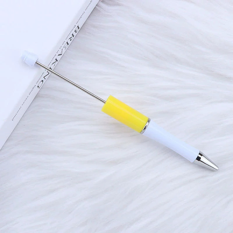 A-30 Beaded Pens Ready Stock Wholesale, DIY Creative Grain Beads Ballpoint Pens, UV Electroplated Beads Three-Color Gradient Bead Pens
