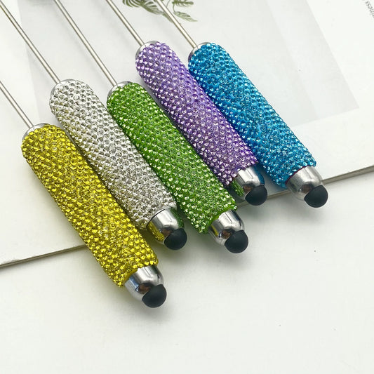 A-57 DIY Full-diamond Beaded Touchscreen Pen, Heavy-duty Diamond-encrusted Blind Box Mini Bead Pen, Multifunctional 2-in-1 Touchscreen & Writing Pen for Wholesale