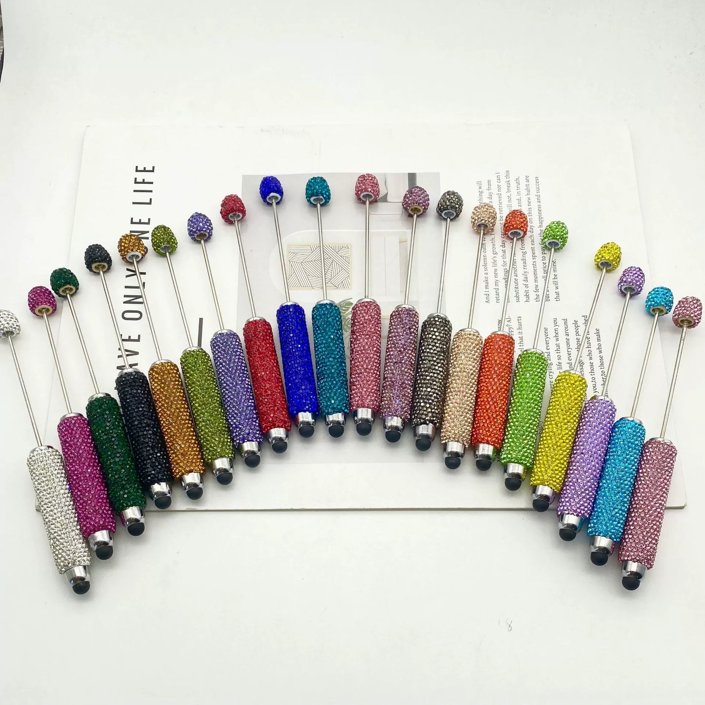 A-57 DIY Full-diamond Beaded Touchscreen Pen, Heavy-duty Diamond-encrusted Blind Box Mini Bead Pen, Multifunctional 2-in-1 Touchscreen & Writing Pen for Wholesale
