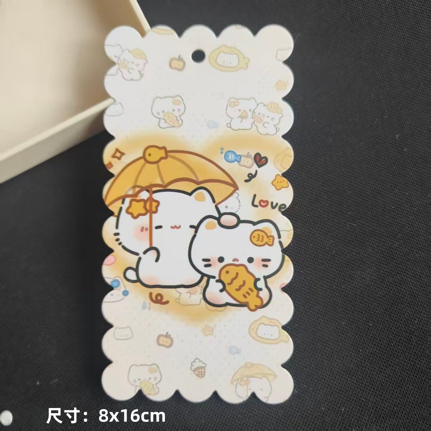 A-53 8x16cm Scalloped/Wavy Edge Decorative Paper Cards for DIY, Backing Card Set for Phone Lanyard & Keychain with Connecting Chain