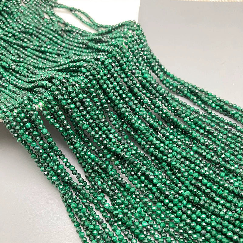 A-21 Natural Grade A Malachite Faceted 2-3mm Small Bead Strand, Faceted Beads DIY Semi-finished Bracelet Necklace Accessories