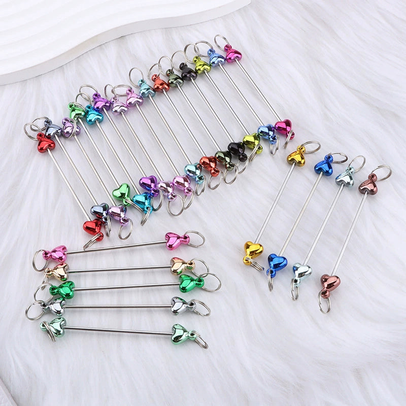 A-46  New Style Metal Beading Bars / Pins for DIY Keychain Charms, Assorted Shapes: Heart, Gourd, Flower, Star - Keyring Accessory Findings