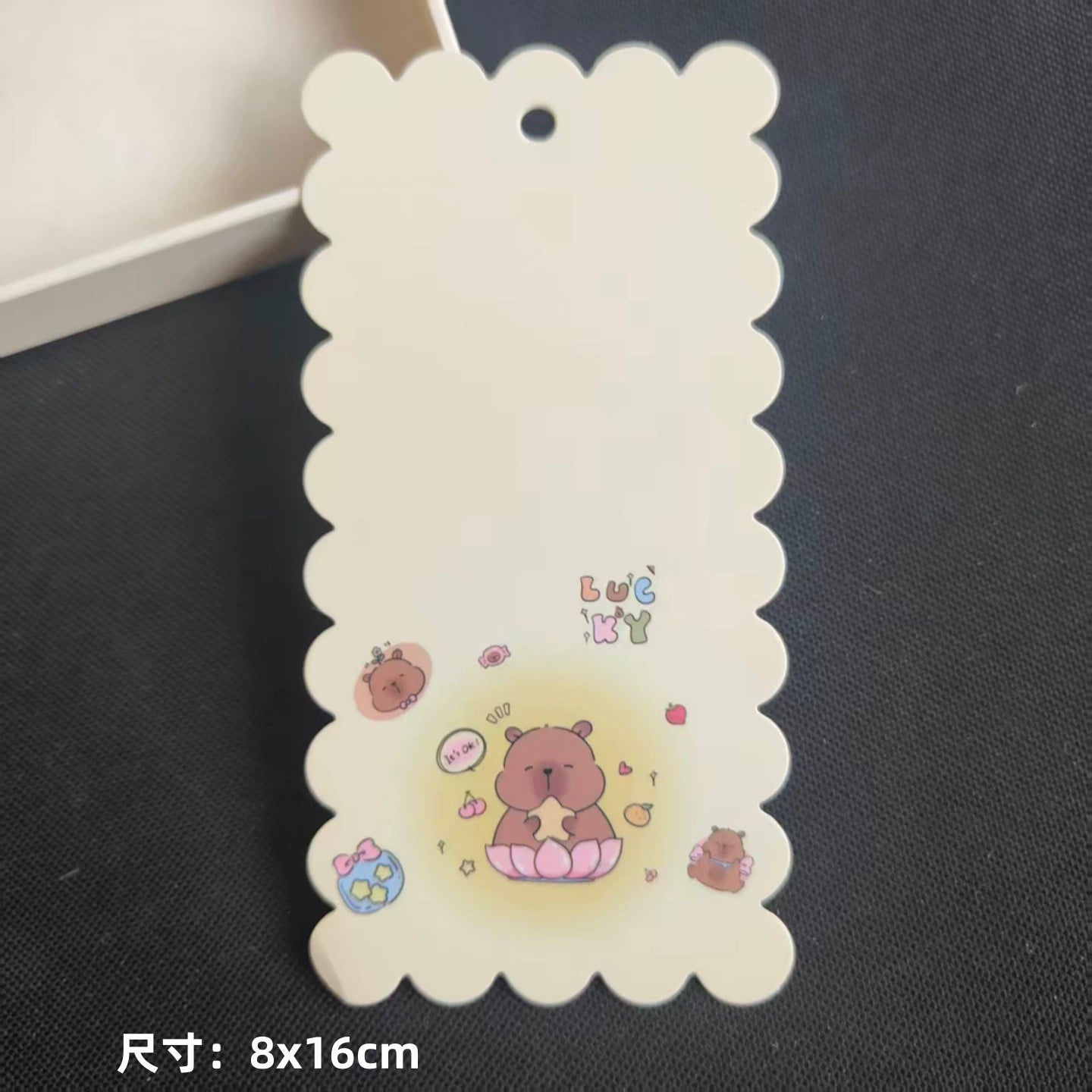 A-53 8x16cm Scalloped/Wavy Edge Decorative Paper Cards for DIY, Backing Card Set for Phone Lanyard & Keychain with Connecting Chain