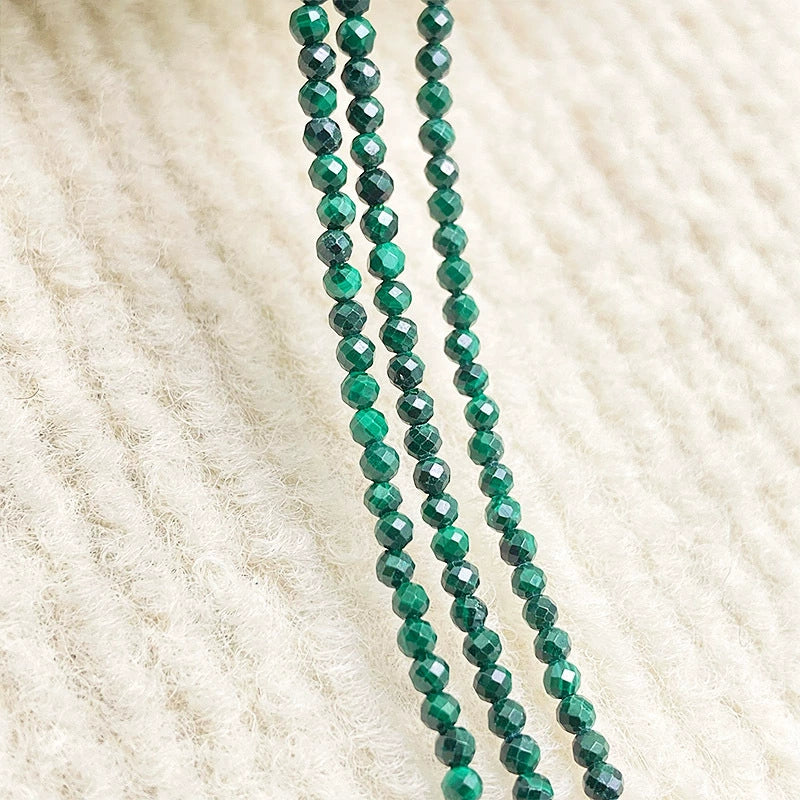 A-21 Natural Grade A Malachite Faceted 2-3mm Small Bead Strand, Faceted Beads DIY Semi-finished Bracelet Necklace Accessories