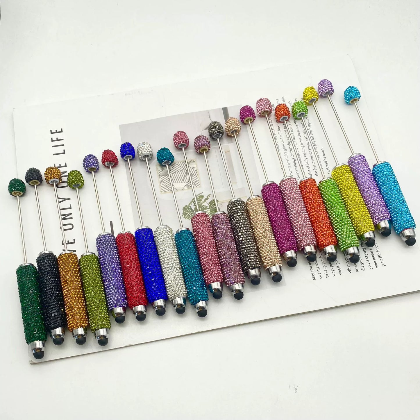 A-57 DIY Full-diamond Beaded Touchscreen Pen, Heavy-duty Diamond-encrusted Blind Box Mini Bead Pen, Multifunctional 2-in-1 Touchscreen & Writing Pen for Wholesale