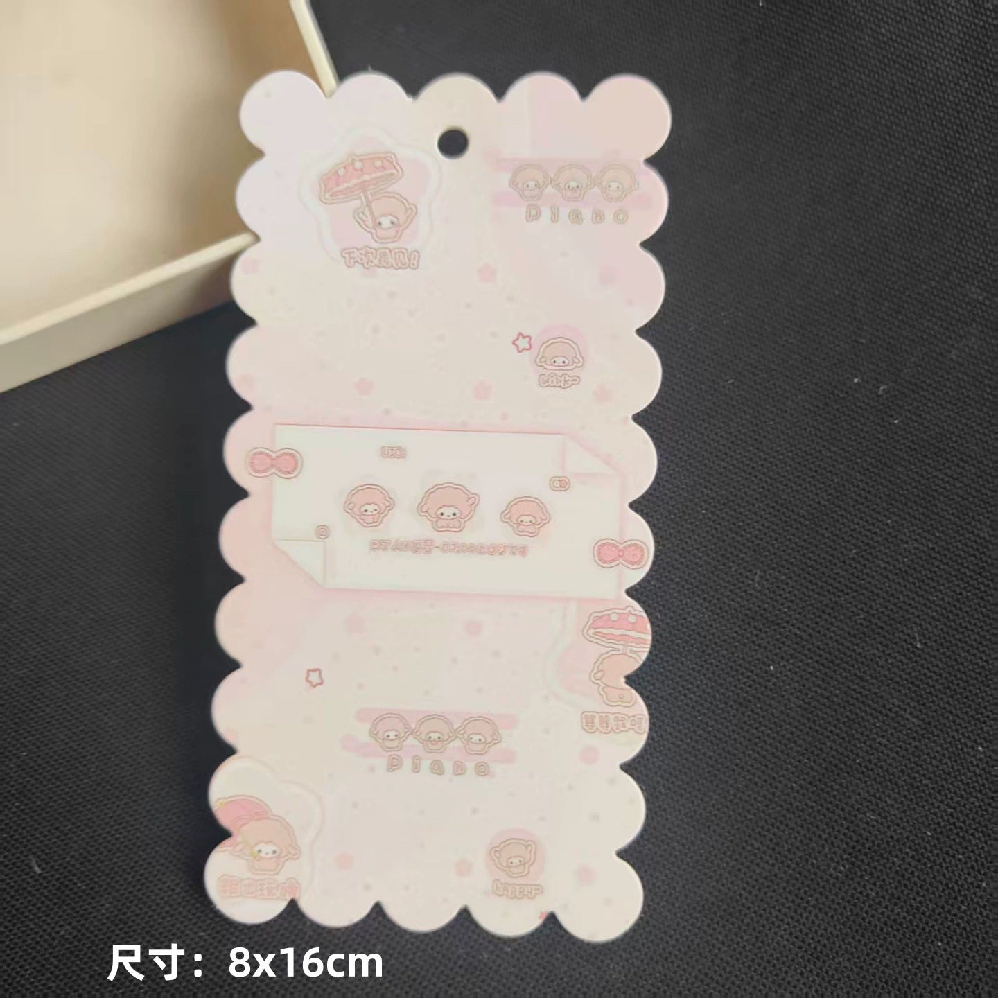 A-53 8x16cm Scalloped/Wavy Edge Decorative Paper Cards for DIY, Backing Card Set for Phone Lanyard & Keychain with Connecting Chain