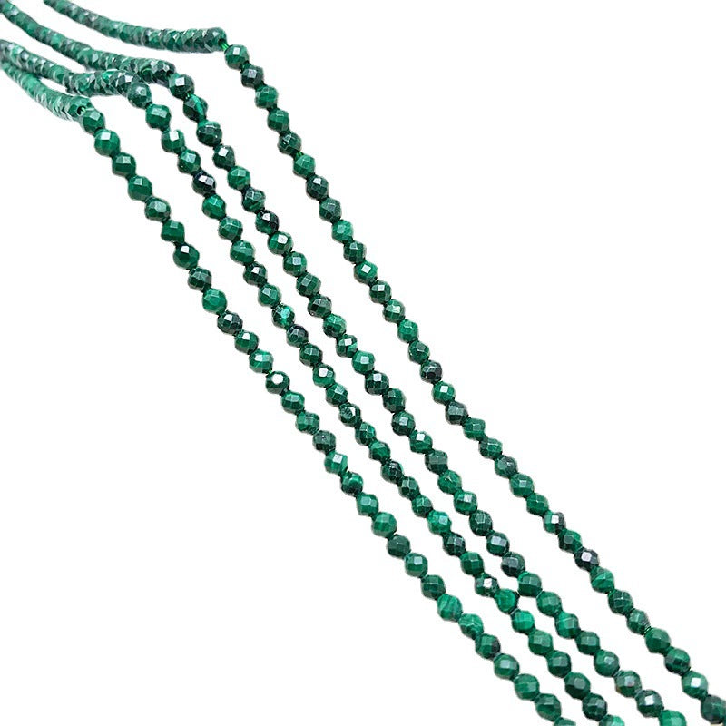 A-21 Natural Grade A Malachite Faceted 2-3mm Small Bead Strand, Faceted Beads DIY Semi-finished Bracelet Necklace Accessories