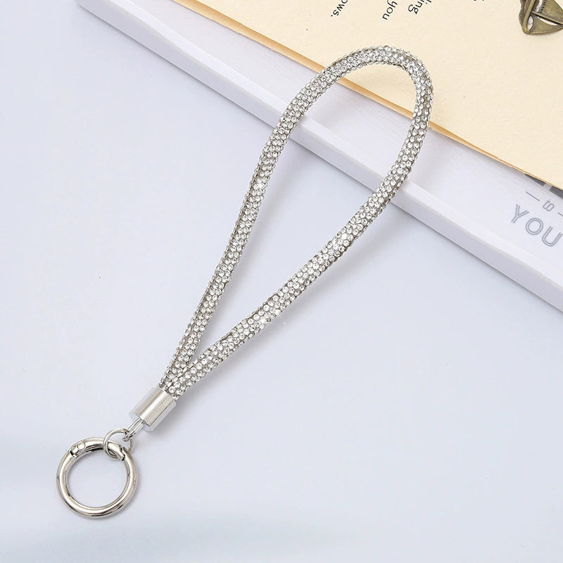 A-35  New Premium Rhinestone Chain Keychain, Women's Fashion Phone Lanyard / Bag Charm, Anti-Loss Strap with Keyring, Decorative Crystal Pendant