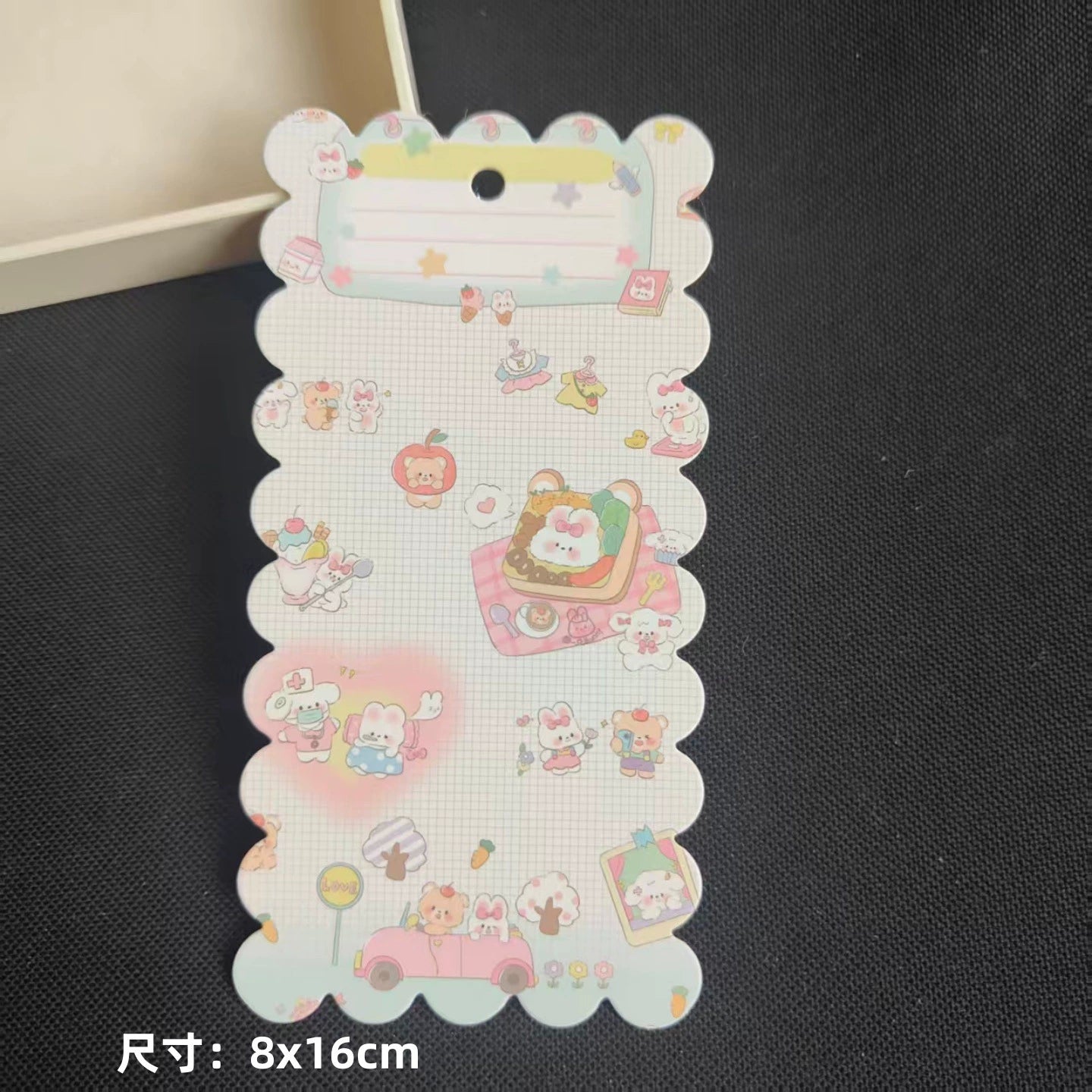 A-53 8x16cm Scalloped/Wavy Edge Decorative Paper Cards for DIY, Backing Card Set for Phone Lanyard & Keychain with Connecting Chain