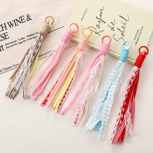 A-42  Phone strap DIY lace trim Miu-style dopamine aesthetic bag charm handwoven fashion accessory