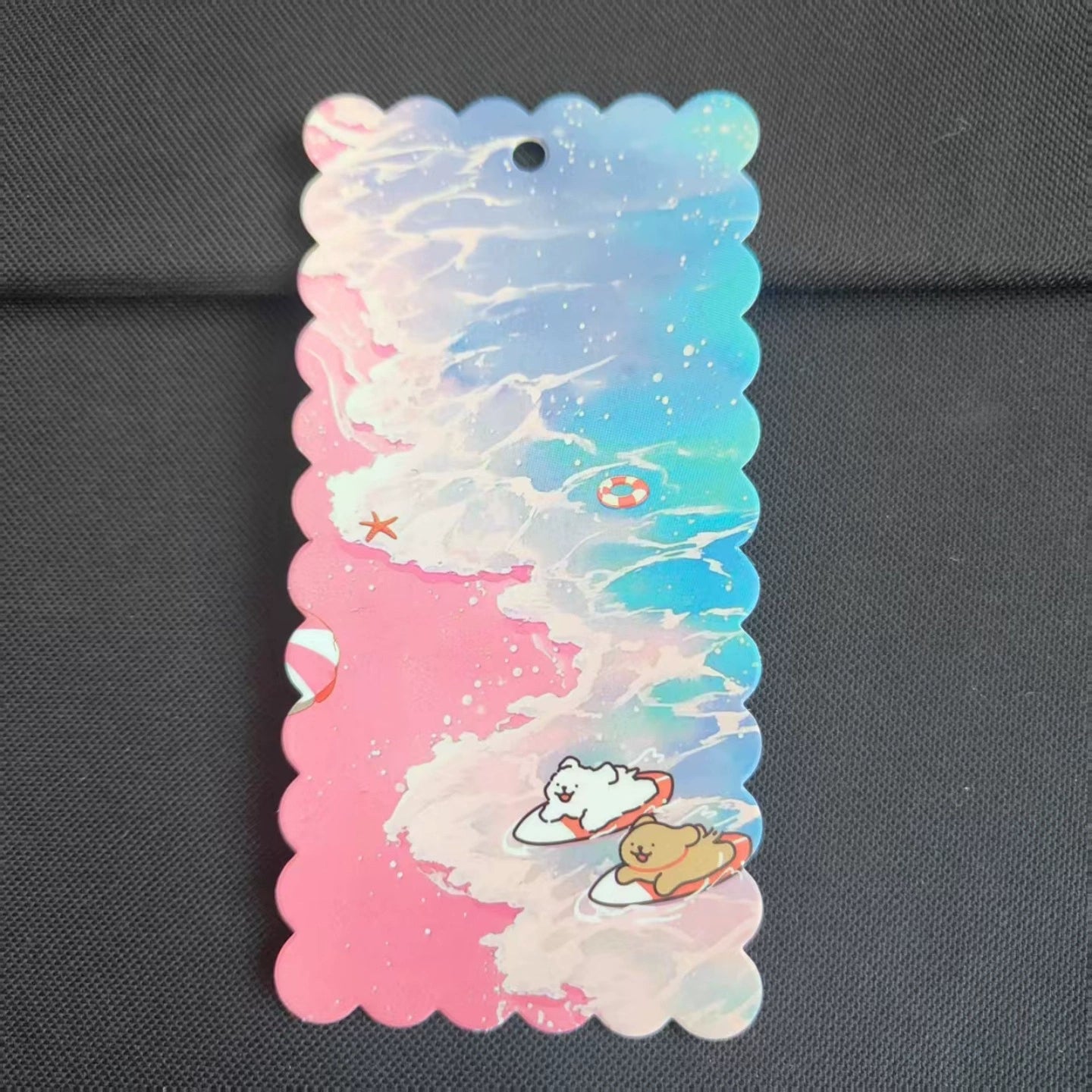 A-53 8x16cm Scalloped/Wavy Edge Decorative Paper Cards for DIY, Backing Card Set for Phone Lanyard & Keychain with Connecting Chain