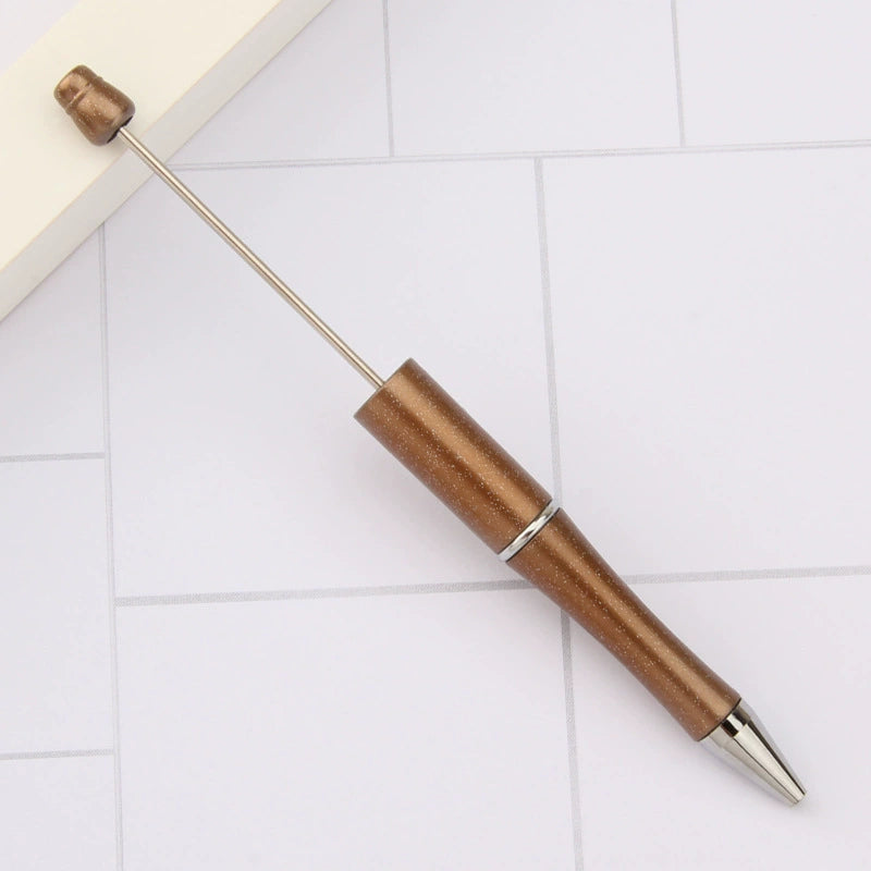 A-30 Beaded Pens Ready Stock Wholesale, DIY Creative Grain Beads Ballpoint Pens, UV Electroplated Beads Three-Color Gradient Bead Pens