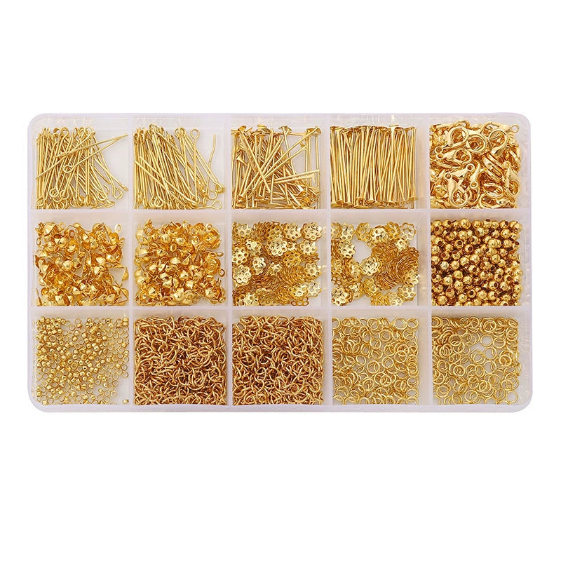 A-12  15-Compartment Assorted Jump Rings Box Set - Open & Closed Loops for DIY Earring and Bracelet Making