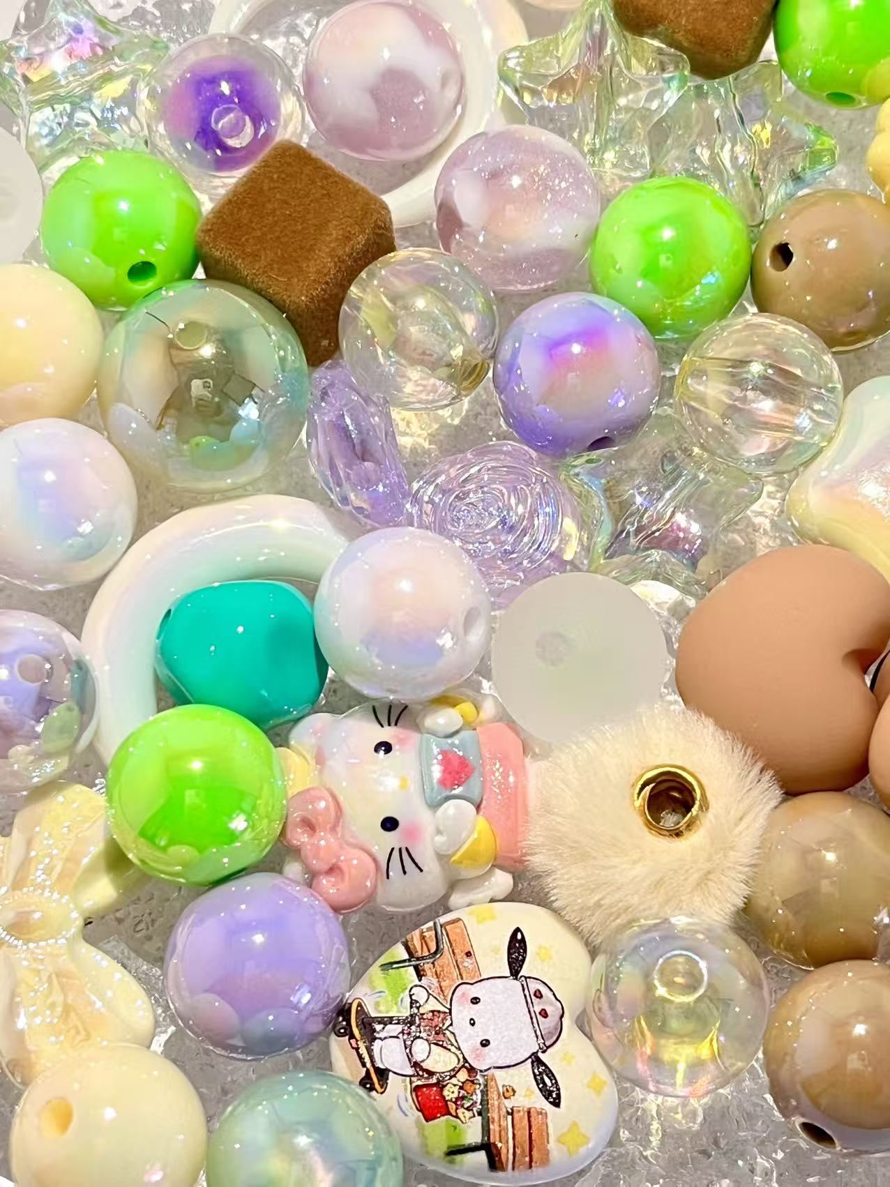 C-31  Mixed beads for mobile phone chain making, keychain, backpack chain