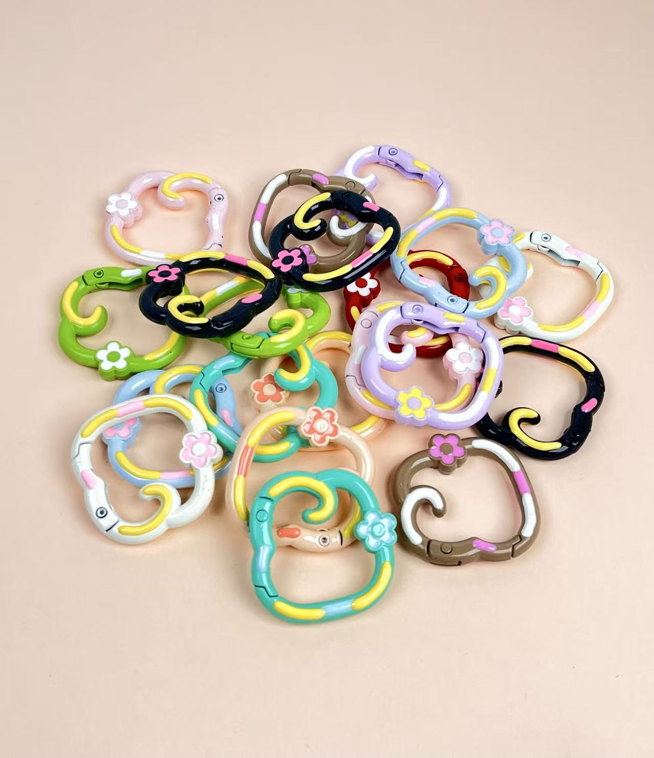 A-54 Colorful Baking Paint Spring Clasps &amp; Pastel-Colored Open Spring Rings for DIY Jewelry, Keychains, Book Rings, and Card Holder Hardware