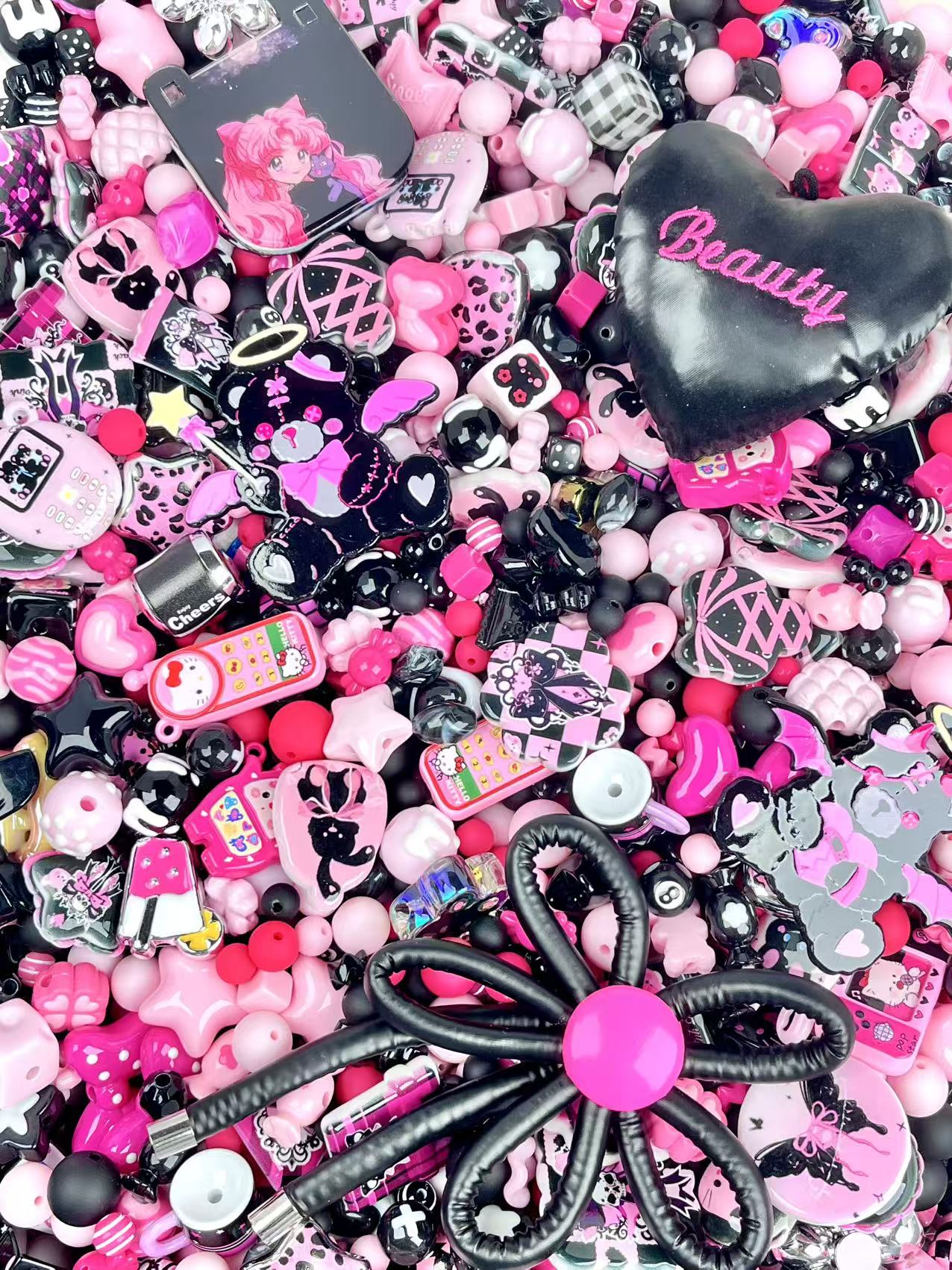 S-44  Mixed beads for mobile phone chain making, keychain, backpack chain