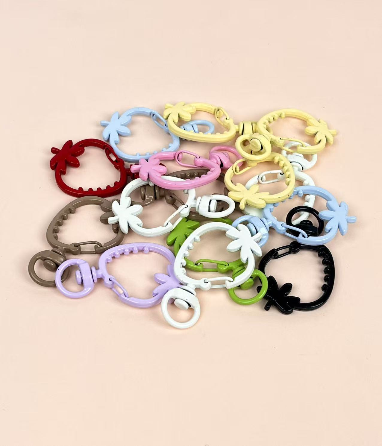 A-54 Colorful Baking Paint Spring Clasps &amp; Pastel-Colored Open Spring Rings for DIY Jewelry, Keychains, Book Rings, and Card Holder Hardware