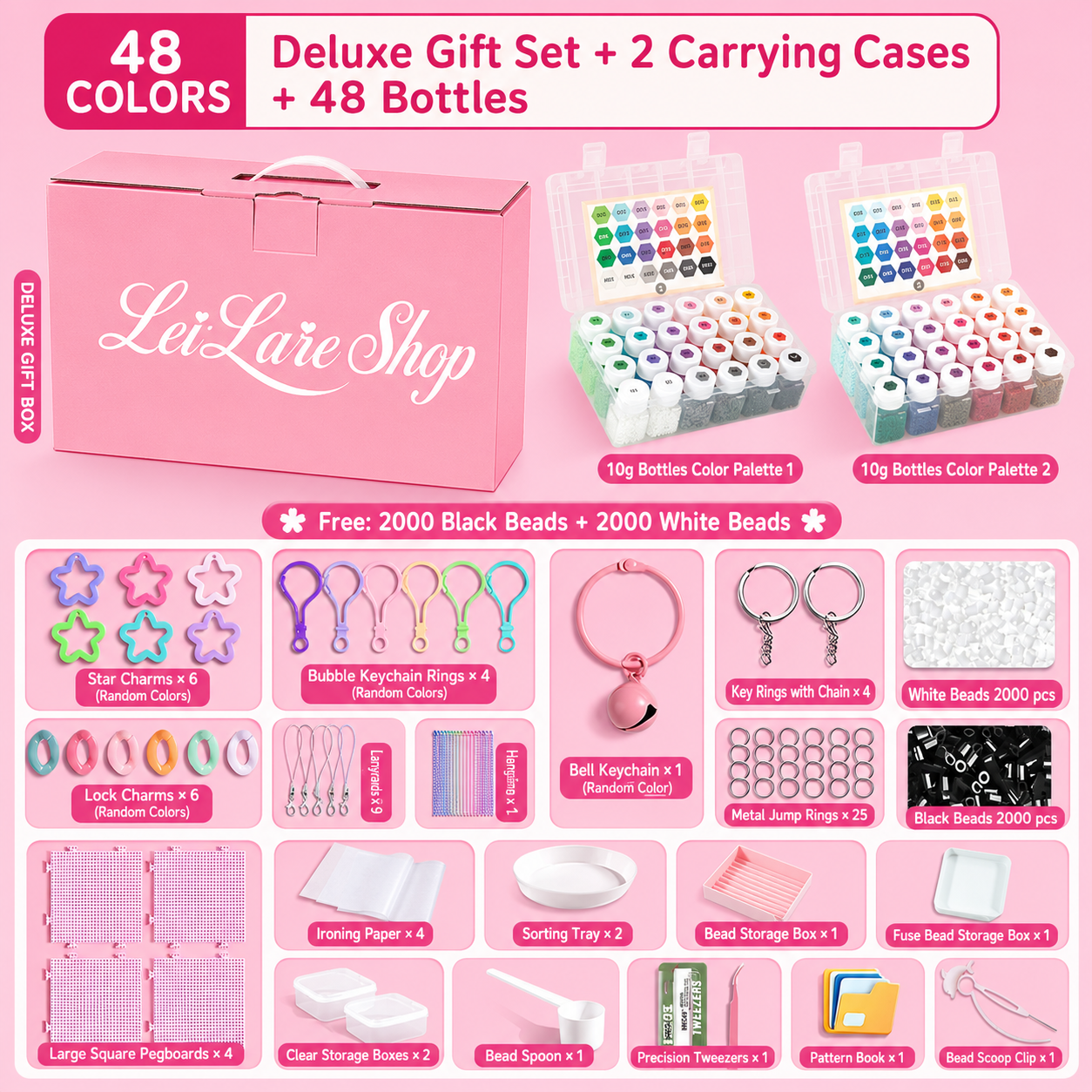LeiLare 304-Color 2.6mm Fuse Beads Kit – Complete DIY Craft Starter Set with Tools