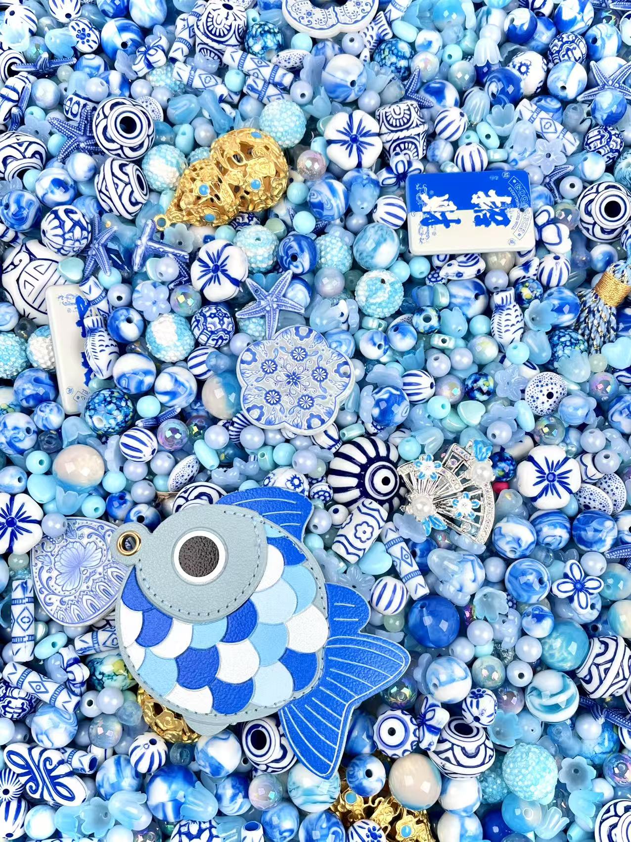 S-43  Mixed beads for mobile phone chain making, keychain, backpack chain