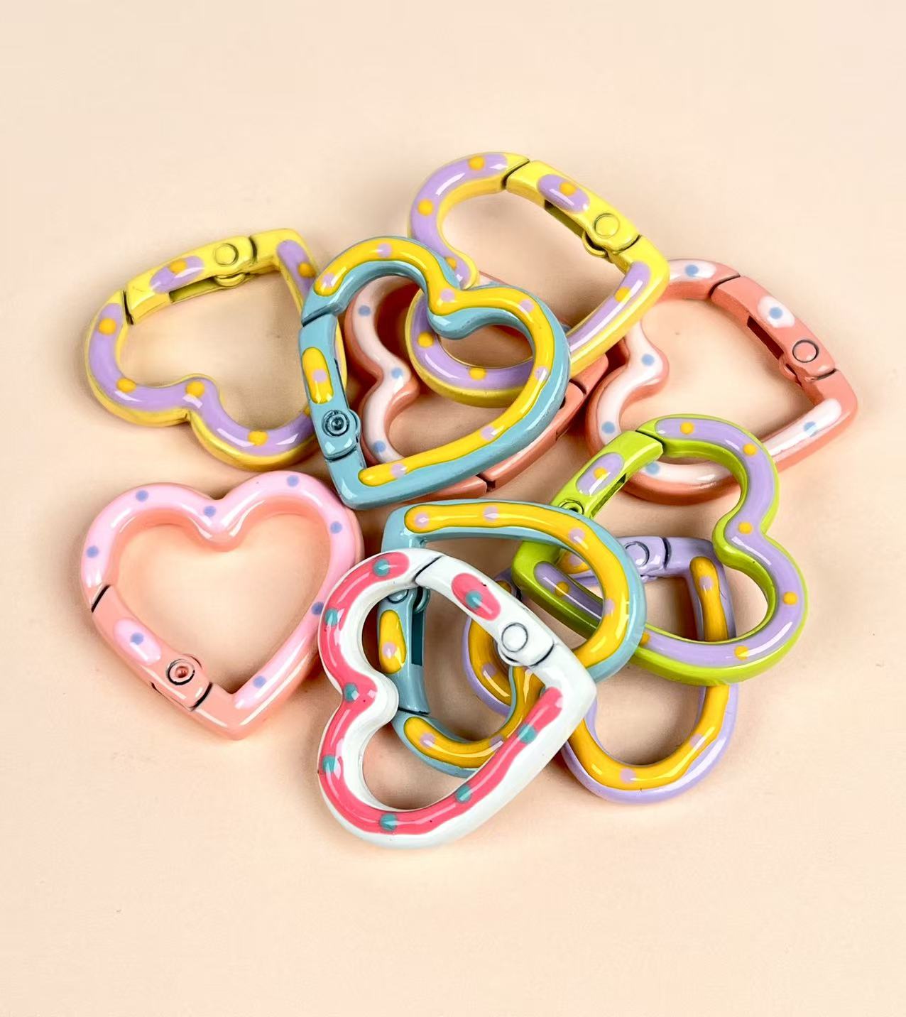 A-54 Colorful Baking Paint Spring Clasps &amp; Pastel-Colored Open Spring Rings for DIY Jewelry, Keychains, Book Rings, and Card Holder Hardware